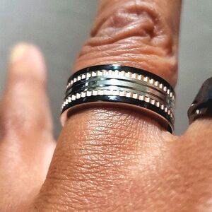 Unisex Rose Gold Etched Spinner Band Ring Stainless Steel Sz7
